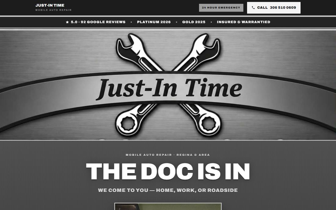 Just-In Time Mobile Auto Repair — live homepage